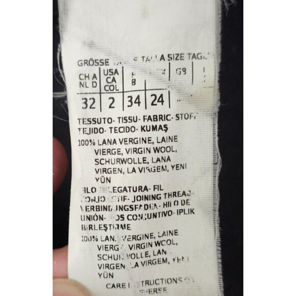 Max Mara Sportmax Black 100% Virgin Wool Jacket Women’s Frayed Hem Italy Size 2 - Picture 10 of 16
